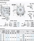 Technical specifications diagram for Heavy Duty Electric Submersible Gear Oil Pump Built Rock Solid For 32 40 50 63 Crane Forklift With 20 To 25 Mpa Pressure.