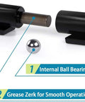 HLMOptimo 5in heavy-duty weld-on barrel hinge pair, black finish, 2-pack with internal ball bearing and grease zerk
