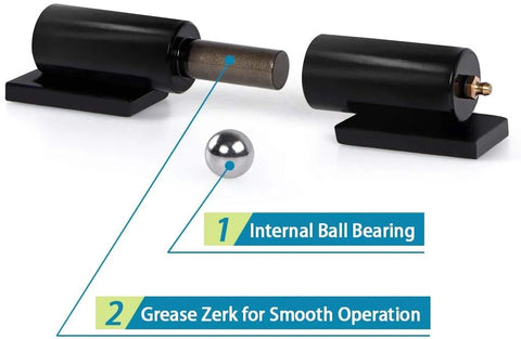HLMOptimo 5in heavy-duty weld-on barrel hinge pair, black finish, 2-pack with internal ball bearing and grease zerk