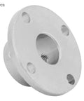 Rock Solid M4 Flange Coupler Motor Shaft Connector, 2 Piece Heavy Duty Plated Iron Adapter, 12Mm ID 18Mm OD, metal flange detail.