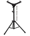 Tight Foldable Snare Drum Stand With Smooth Adjustable Height Controls And Super Hassle Free Practice Rack For 12 Inch Pads featuring black alloy build and quick release clamps.