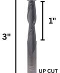 One Quarter Inch Diameter Spiral Flush Trim Up Cut Router Bit Pro Grade Solid Carbide With One Quarter Inch Shank, 1 Inch Cutting Length