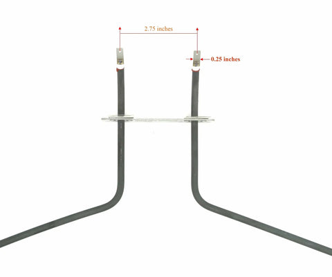 Oven Heating Element Assembly Replacement for Electric Stoves and Ovens 240V 2585W WB44T10010 dimensions