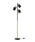Dope Loft Style 63 Inch Floor Lamp with Three Lights, Matte Black Finish, Faux Marble Weighted Base, Individual On Off Switches On Each Shade