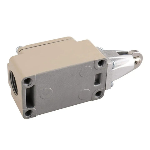 Side view of Limit Switch WLD2 with Parallel Roller Plunger Momentary Actuator One NO And One NC Contact Two Circuit Industrial Position Switch 10 Amp 250VAC Built Tough For CNC And Conveyors IP66 Waterproof
