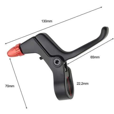 Universal 22 Millimeter Bicycle Brake Lever Set with 130mm length, black durable aluminum, smooth braking for 22mm handlebars.