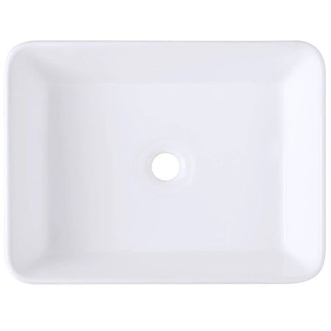 Above Counter Rectangular Ceramic Vessel Sink In Polished White, 20.75 L x 16.5 W x 5.5 H, No Overflow, top view