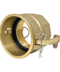 Brass Type D Camlock Fitting 3 Inch Female Camlock To 3 Inch Female NPT Hose Connector With Buna N Seal And Stainless Cam Arms Heavy Duty Cam And Groove Quick Connect For Industrial Fluid Handling 125 PSI Max close-up