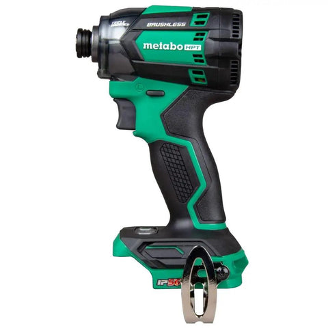Side view of 18V MultiVolt Cordless Triple Hammer BOLT Impact Driver Tool Only - 1/4-Inch Hex, No Battery, compact green 4.5 inch design