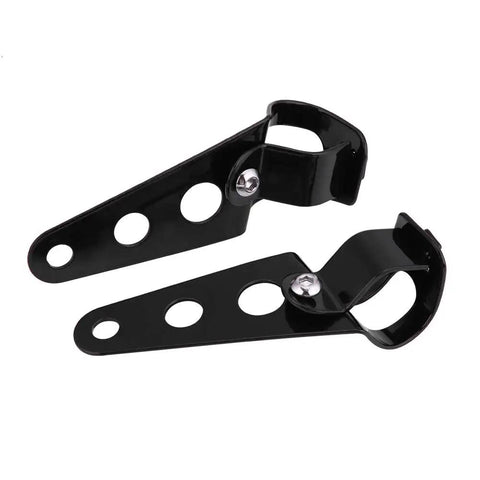 Dual Headlight Mount Brackets For 28mm-34mm Fork Tubes Motorcycle Headlamp Holder Kit, black stainless steel, 2 pack
