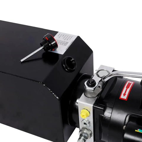 Heavy Duty Hydraulic Power Unit For Car Lifts With 220V Ac Single Phase Pump And 14 Quart Oil Tank showing pump and oil tank connections.