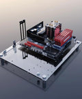 Open Air DIY PC Test Bench Acrylic Case Rack for ATX MATX ITX Motherboards with Superior Cooling and Easy Maintenance.