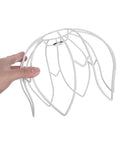 DIY Flower Wire Light Cage Frame For Pendant Lamps Built From Heavy Duty Iron, held in hand, matte white finish, flexible design.