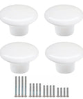 White Ceramic Cabinet Knobs Set Vintage Round Drawer Pull Handles For Kitchen Cabinets Dressers Wardrobes And Closets Includes Long And Short Screws For Easy Install Durable And Stylish For A Slick Upgrade, 1.26 in round white ceramic knobs with screws