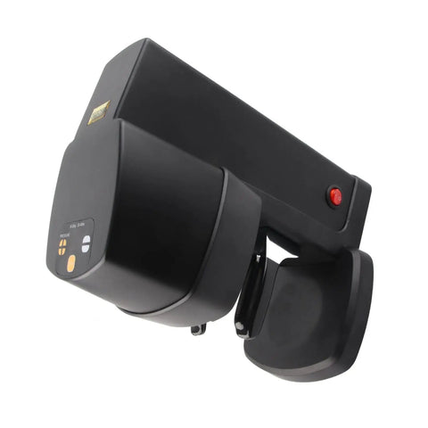 Effortless Automatic Electric Coffee Tamper For Espresso Machines 58mm With Adjustable Pressure And Digital Display shown from the side.