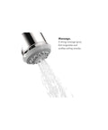 Clubmaster Handheld Shower Head With Easy Install Mount, 4 Inch Diameter, chrome finish, pulsating massage spray in use.