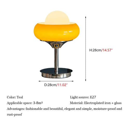 Egg Tart Desk Lamp With Cozy Warm Glow Nordic Style Japanese Table Lamp Creamy White Lampshade And Iron Base Eye Protection Night Light For Bedroom Bedside Desk Ambient Lighting, measures 28cm height and 28cm width, made of electropated iron and glass, moisture-proof and rust-proof.