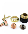 Pilot Arc CNC Plasma Cutting Torch Parts Kit with electrode, nozzle, tip, shield cap, gold and copper materials for CNC torch use