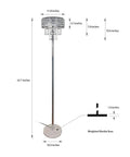 Modern Black Floor Lamp With K9 Clear Glass Crystals, Three Light Crystal Glass Standing Lamp For Living Room And Bedroom, Reading Corner Light, Glam Accent Lighting That Delivers Warm Soft Glow And A Cozy Killer Vibe showing dimensions and marble base.
