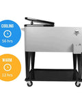 80 Quart Rolling Cooler Cart With Wheels Portable Wicker Beverage Bar Stand For Outdoor Patio Parties Ice Chest metal design