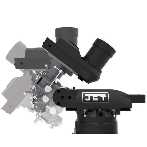 EVS 949 Mill head with three-axis Newall DP700 quill DRO, showing ball bearing shaft support for precise metal milling.