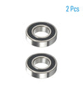 Two front-view 40×62×12 mm deep groove ball bearings, chrome steel with black rubber shields