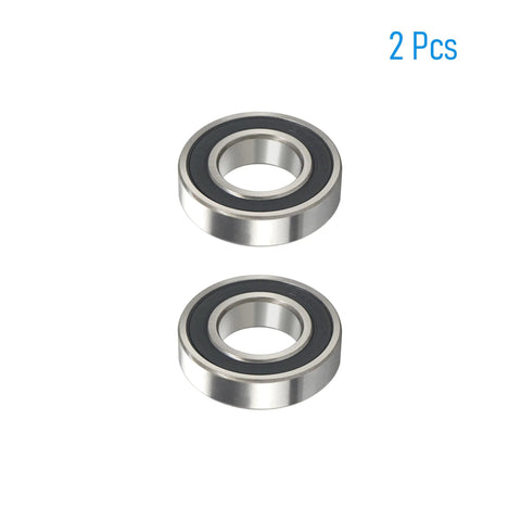 Two front-view 40×62×12 mm deep groove ball bearings, chrome steel with black rubber shields