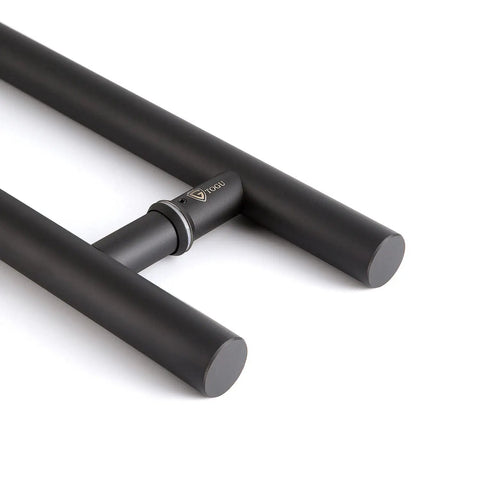 71-Inch Double-Sided Push Pull Door Handle in Matte Black SUS304 Stainless Steel, Built Tough Heavy-Duty Ladder Pull for Commercial Glass, Residential Wood Barn and Metal Doors, 1800 x 38mm, close-up