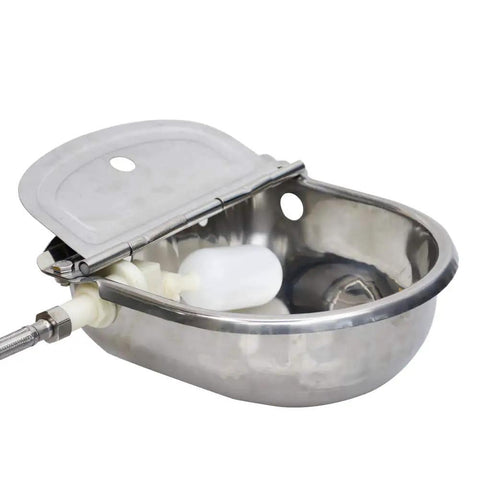 Built Tough Automatic Water Trough For Dogs And Livestock Featuring Rust Proof 304 Stainless Steel Bowl with Float Valve.