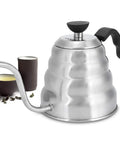 Gooseneck Coffee Kettle 304 Stainless Steel, 1200ml Capacity, Pro-Grade Pour Spout ideal for pour over next to teacups.