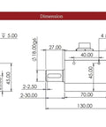 Technical drawing of Dynamic Torque Sensor FA614 5Nm To 100Nm Torque Transducer showing dimensions for AC/DC motor testing