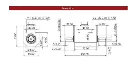 Diagram of High Precision Torque Sensor For Motor Testing 5 To 100 Nm Dynamic Torque Transducer with dimensions and measurements.