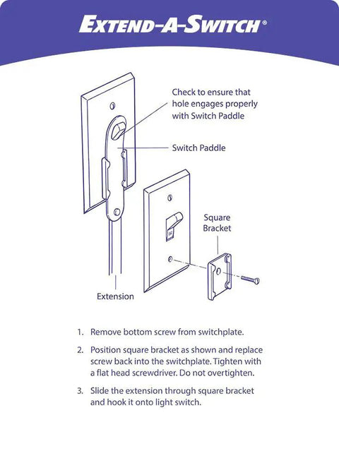Diagram of Kid Friendly Light Switch Extender Two Pack Fits All Standard Toggle Switches Made In USA during installation