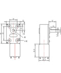Curtain Robot Motor With 90 Degree Gearbox JGY370 technical drawing, dimensions labeled, side and top views, 6mm shaft