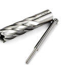 Oscarbide annular cutter, 3/4 in cutting diameter, 2 in depth of cut, Weldon shank with two flats.