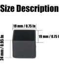 20 Piece Square Rubber Chair Leg Caps Black Three Quarter Inch Furniture Leg Covers Heavy Duty Floor Protectors size dimensions 19mm by 24mm