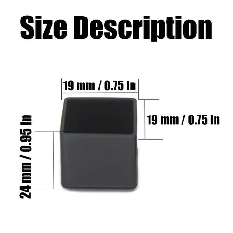 20 Piece Square Rubber Chair Leg Caps Black Three Quarter Inch Furniture Leg Covers Heavy Duty Floor Protectors size dimensions 19mm by 24mm