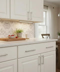 10 Pack Brushed Satin Nickel Cabinet Pulls With 5 Inch Hole Centers Vintage Kitchen Hardware Handles on white cabinets