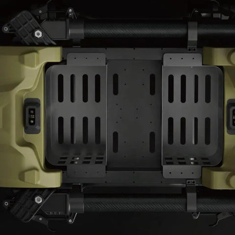 Top view of Heavy Lift Delivery Drone With 200 Pound Payload and Five Mile Range Waterproof IP64 Quad Copter cargo bay.