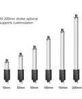 Beefy 6-24V Linear Actuator 33Lbs 150N For Cabinets And Small Machinery Heavy Duty Aluminum Housing IP54 IP65 Front Or Rear Mounting Brackets High Efficiency DC Motor, 10-200mm stroke options