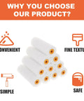 Upgrade Your Home Vibes With This 10 Pack Sponge Paint Roller Cover Set, white sponge rollers stacked, designed for smooth wall finishes.