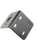 Black metal motor mounting bracket, L-shaped with multiple slotted holes for 775/795 DC motors