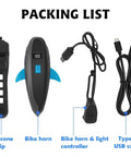 Packing list for Loud Bike Horn With Light 120dB Electric Bell And 400LM Headlight Rechargeable Battery Included IPX4 Waterproof.