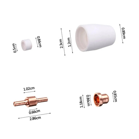Super Durable 100 Pcs Plasma Cutter Consumable Kit With High Quality Tips Electrodes Nozzles For Pt31 Cut40 Cut50 Machines, includes various components.