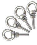 Heavy Duty Stainless Steel Shoulder Eye Bolts 4 Pack M8 Eyebolt Set With Nuts And Washers 5 16 Inch By 1.18 Inch Lifting Rings Built For Secure Load Handling And Rugged Quick Hookups 30mm Thread Length, four stainless steel eyebolts with nuts