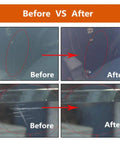 Glass Polishing Kit 34Pc Set For Windshields And Glass Scratch Remover Tool before and after scratch repair results.