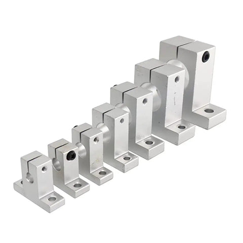 4 Pack SK16 Aluminum Linear Rod Rail Shaft Supports for 16mm Linear Motion Guides displayed in sequence, white background.