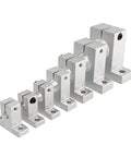 4 Pack SK25 Aluminum Linear Rod Rail Shaft Supports For 25mm Linear Motion Guides For CNC And 3D Printer, Smooth Alignment, High Precision, Easy Install, Corrosion Resistant, 25mm aluminum shaft supports shown in a row