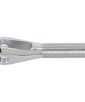 Raw Steel Clevis Linkage End Featuring 5/8 Inch Right Hand Fine Thread With 3/8 Inch Pin Slot showing fine threaded grip and pin slot.