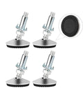 Heavy Duty Swivel Adjustable Leveling Feet With T Nut Bolt Rock Solid Screw On Furniture Leveler For Cabinet Table Workbench Chair Plug And Play Assembly 4 Pack 50Mm Thread Base showing four silver levelers with black rubber pads.
